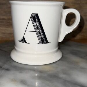 Anthropologie Monogram Letter A Mug White Black Initial Cup